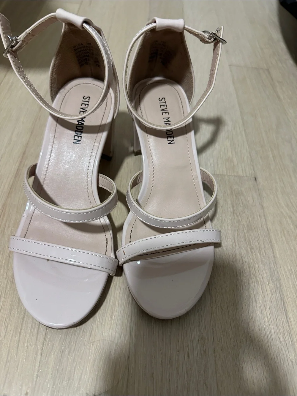 Steve Madden Blush Patent Ankle-Strap Heels